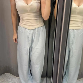 Rouge String Wide Loose Fit Daily Long Pants