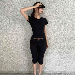 Slim Fit Button Skinny Casual Shorts