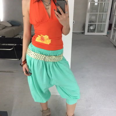 SYRUP Jogger Capri Pants  | Harem Pants Capri Pants Mintcore Color Pop