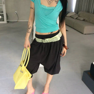 SYRUP Jogger Capri Pants  | Harem Pants Capri Pants Mintcore Color Pop