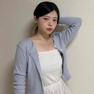 Nir Button Plain Slim Fit Long Sleeve Daily Cardigan