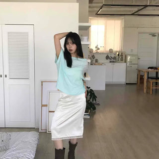 Plain Loose Fit Short Sleeve Daily T-shirt