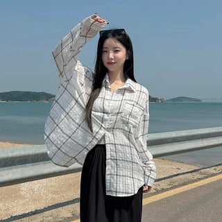 Anto See-through Check Oversized Shirt