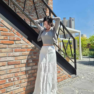 Fizz Lace Elastic Maxi Long Skirt