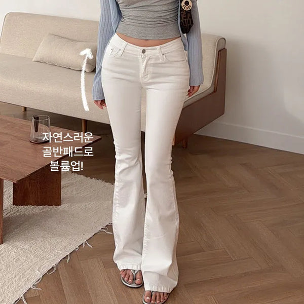Rooting Cotton Low Bootcut Pants [Hip Pads]