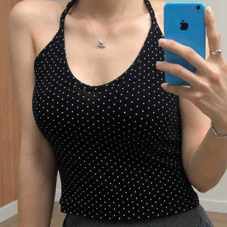 Ribbon Dot Halter Neck Regular Fit Sleeveless