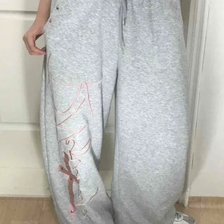 String Graphic Wide Oversized Daily Long Pants