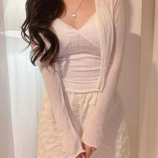 Slim Fit Plain Long Sleeve Casual Feminine Cardigan