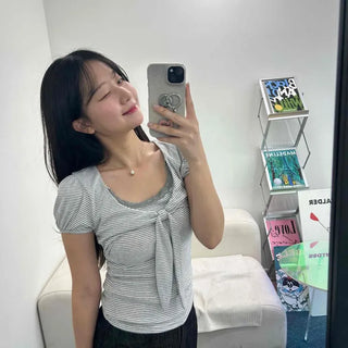 Ribbon Stripe Slim Fit Daily Short Sleeve T-shirt
