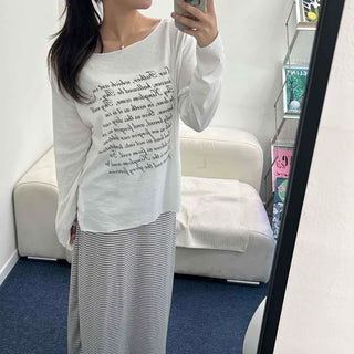 Lettering Loose Fit Daily Long Sleeve T-shirt