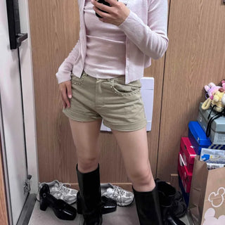 Studded Button Straight Regular Fit Daily Shorts