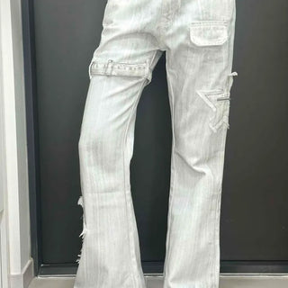Ronnie Washed Lettering Cargo Pocket Wide Loose Fit Long Pants