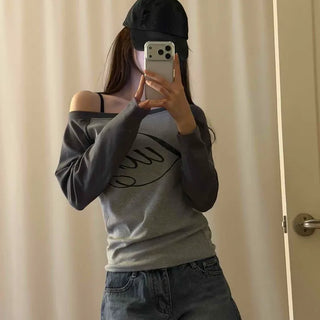 Color Block Lettering Raglan Sleeve Loose Fit Daily Long Sleeve T-shirt