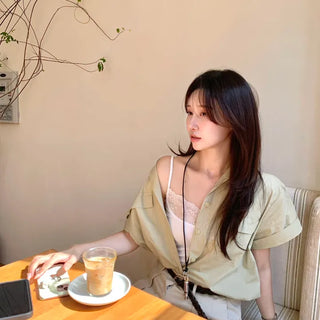 Rolled-up vintage short-sleeve shirt