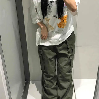 Joel Cargo Pocket Wide Loose Fit Daily Long Pants