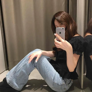Washed Zipper Flare Bootcut Regular Fit Long Pants