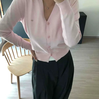 Lemo Regular Fit Plain Button Long Sleeve Daily Cardigan