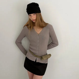 Evin Slit Button Cardigan