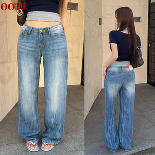 Shue F Wrinkle Washed Denim Straight Pants