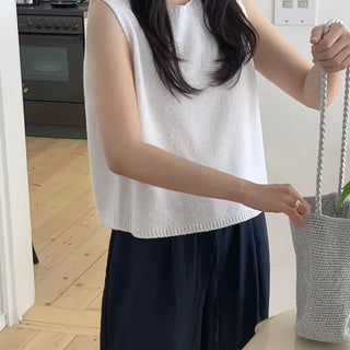 Breast Cover, Boucle Sleeveless Knit Top