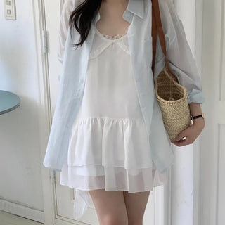 Watery Colors, Sherbet Oversized See-through Shirt  Summer Shirt