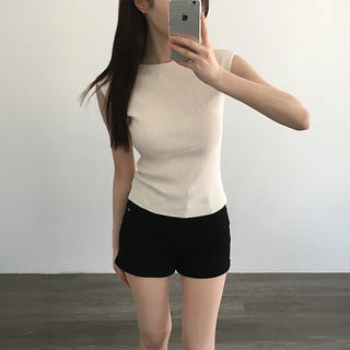 FLIR Boat Neck Cap Sleeve Slim Ribbed Sleeveless Top