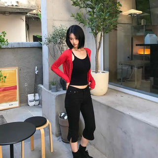 Button Bootcut Casual Shorts