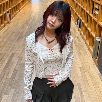 Shirred Ribbon Flower Long Sleeve T-shirt
