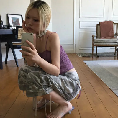 Camo string capri pants