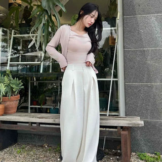 Pintuck Button Wide Daily Slacks