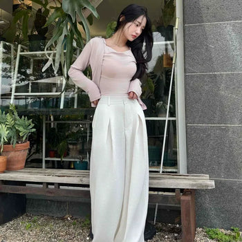 Pintuck Button Wide Daily Slacks