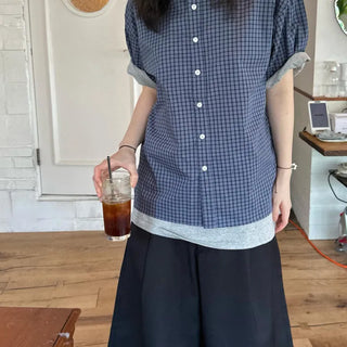 [Unisex] Azure Check Short Sleeve Shirt (3 colors)