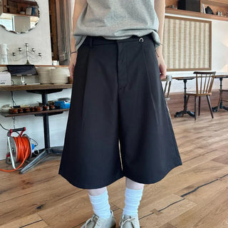 [Unisex] Half-elastic Bermuda Slacks (2 colors)