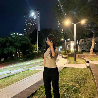 Regular Fit Button Straight Casual Daily Long Pants