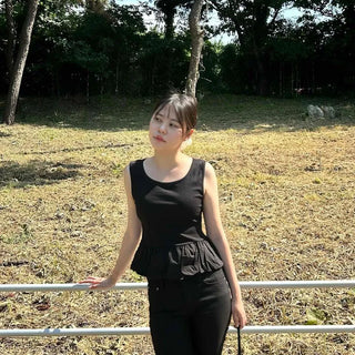Shirred Plain Fitted Sleeveless Blouse