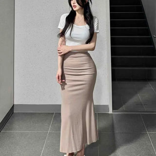 Slim Fit Straight H-Line Daily Long Skirt