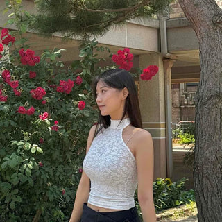 Rimi Ribbon Flower Backless Strap Fitted Sleeveless