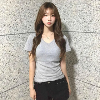 Seki Plain Slim Fit Round Neck Daily Short Sleeve T-shirt