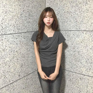 Drape Plain Regular Fit Short Sleeve Daily T-shirt