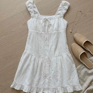 Frill Shirred Tiered Strap Sleeveless A-Line Mini Dress