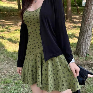 Shirred Plain Loose Fit Long Sleeve Daily Cardigan