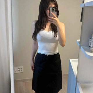 Button A-line Casual Daily Midi Skirt