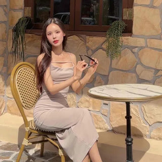 Strappy Plain H-Line Sleeveless Slim Fit Mini Dress