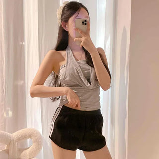 Color Block Loose Fit Daily Shorts