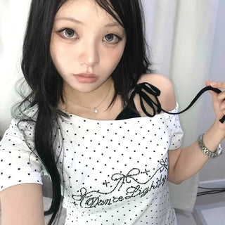 Ribbon String Dot Regular Fit Short Sleeve T-shirt