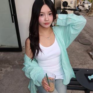 Linen Summer Check Oversized Shirt