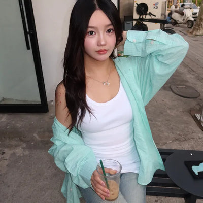 Linen Summer Check Oversized Shirt