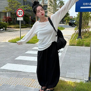 Aladdin Airy Balloon Pants Nylon Lower Body Cover Curved Waist Pants Rainy Season Summer