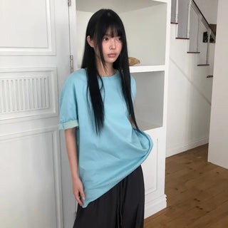 Harom Color Block Roll-up Short Sleeve T-shirt