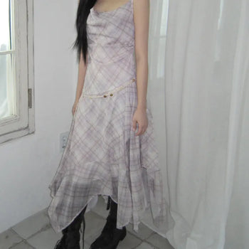 Kyuren Check Sleeveless Long Dress